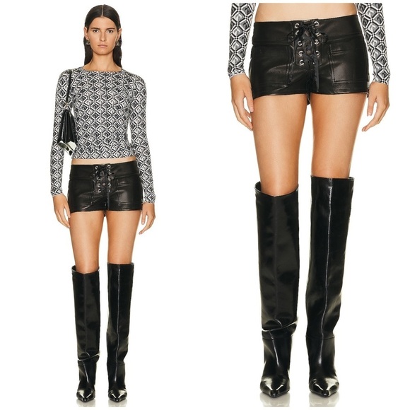 EB Denim Pants - New! EB Denim Leather Black Micro Hottie Y2K
Lace Up Shorts ❤️‍🔥 Size 26 NWT!